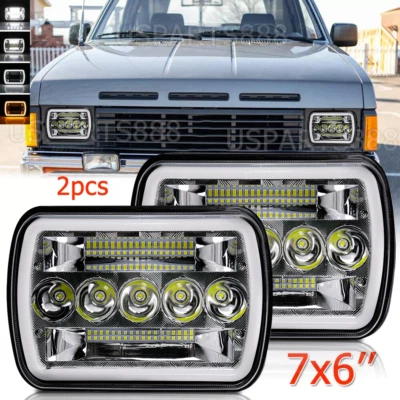 2pcs Fit 1983-1997 Nissan Pickup Hardbody 7x6" LED Headlights Sealed Hi/Lo Beam - Image 1 of 4