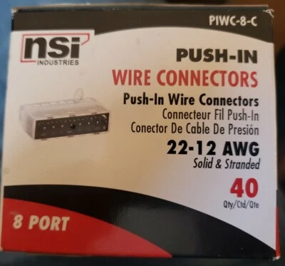 NSI PIWC-8-C Easy-Twist Push-in Wire Connector, 8 Wires (Box of 40), Gray - Image 1 of 2