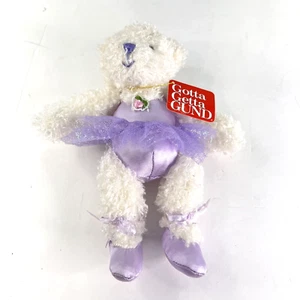 GUND Tiny Ballerinas Bear Plush Doll White with Purple Outfit Tutu 7 in Mini Toy - Picture 1 of 9