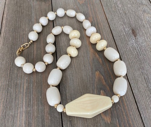 OFF WHITE Collana Napier perle finte avorio lucite bianco sporco firmata