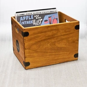 Vinyl Storage LP Record Box Large 33RPM 80 12" Albums Solid Wooden Crate - Picture 1 of 9