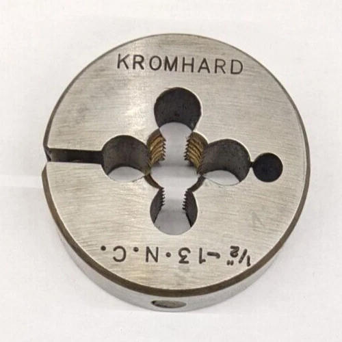 Kromhard 1/2"-13 NC Round Die 2" OD Screw Adjustable Die Carbon Steel USA - Image 1 of 1