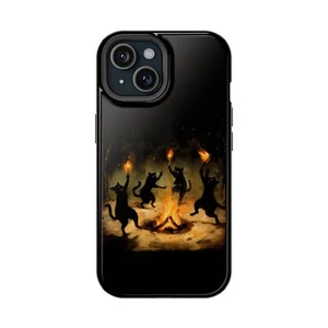 Black Cat Dance around Bonfires Gothic Spooky Magnetic Tough Cases - Picture 1 of 113