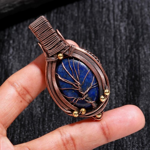 VETEMENTS Collana con ciondolo pietra preziosa lapislazzuli fatto a mano filo di rame avvolto gioielli