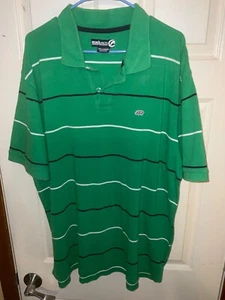 VINTAGE ECKO UNLIMITED HERREN XXL JADEGRÜN KURZARM GESTREIFT POLOSHIRT - Bild 1 von 3