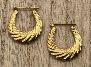 Vintage 14 Kt Gelbgold Puff Creolen Ohrringe Nachlass 2,1 Gramm #1 - Bild 1 von 7