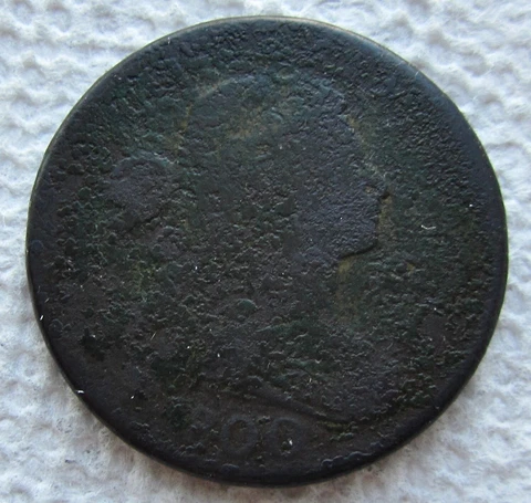 1800 1C BN Draped Bust Large Cent Rare Date Fine Detail Corroded With Full Date Cover