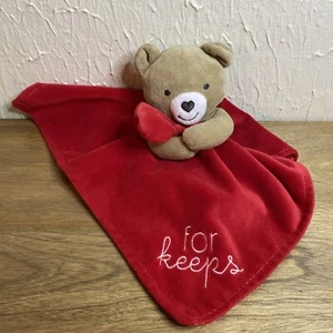 Carters Child of Mine Red Bear Lovey Security Blanket Rattle For Keeps Satin - Picture 1 of 15