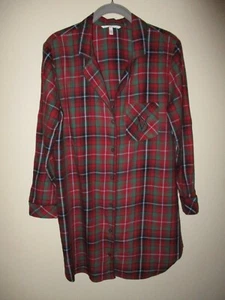Ladies Victoria's Secret Red Green Plaid Sleep Night Shirt Size XS - Picture 1 of 6
