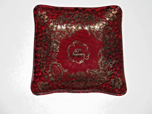 22 Karat Lutus Quality 40th Anniversary Red Glass Dish - Picture 1 of 3