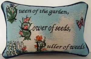 Jardín- "Reina del Jardín... Extractor de Malezas, Pequeña Palabra Tapiz Almohada Nuevo - Imagen 1 de 7