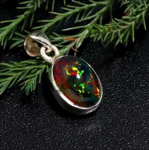 Natural Ethiopian Opal Pendant Engagement 925 Sterling Silver Fire Opal Pendants - Picture 1 of 4