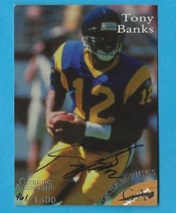 1997 Genuine Article Dream Picks Auto /1500 Tony Banks + Base Rookie-2 cards! - Picture 1 of 12