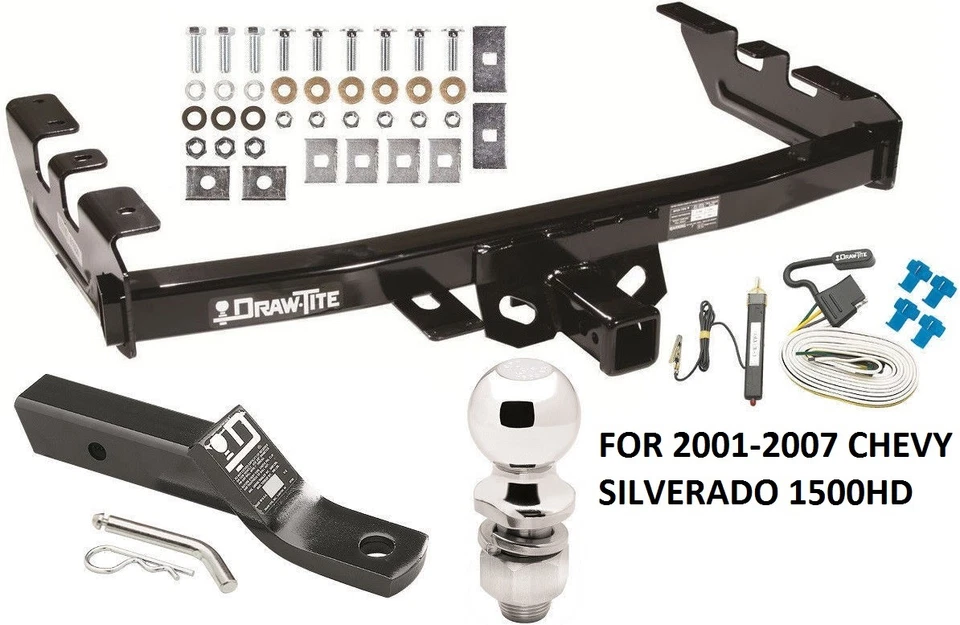 2001-2007 CHEVY SILVERADO 1500HD COMPLETE TRAILER HITCH PACKAGE W WIRING KIT NEW - Image 1 of 1