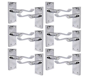 Chrome Scroll Door Handles Victorian Scroll Latch Handle Silver The Pack Of 6 - Picture 1 of 6