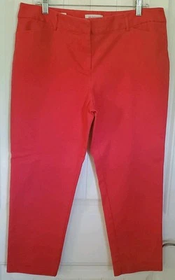 Pantalones al Tobillo LIZ CLAIBORNE EMMA Tiro Medio Pierna Ajustada 14 Rosa Coral Teaberry Foto 1 de 4