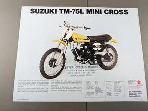 Suzuki TS -5OL Gaucho & TM -75L Mini Cross Motorcycle Advertising Brochure - Foto 1 di 2