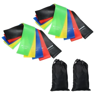 10 Pcs Resistance Bands Set with 5 Levels, Black, Blue, Green, Yellow, Red - Image 1 of 4