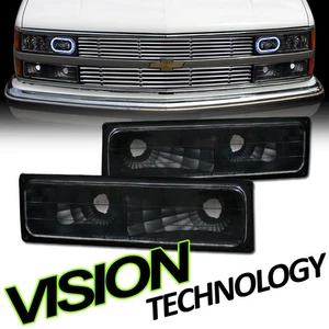 Blk Turn Signal Parking Bumper Lights Yd For 88-00 Chevy GMC C10 C/K Pickup/Suv - Picture 1 of 2