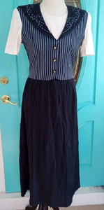 Vintage Miss Dorby Matrosenkleid Gr. 8 maritim Kragen Knopfleiste Rockabilly dunkelblau - Bild 1 von 11