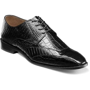 Stacy Adams Tristano Negro Estampado Exótico Cuero Bicicleta Puntera Derby (Talla EE. UU.) - Imagen 1 de 8