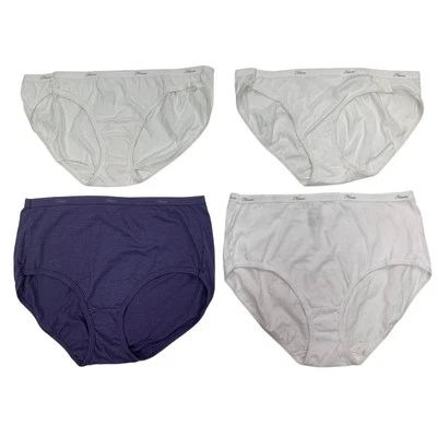 4 New Hanes Womens Large (7) Cotton Blend White Purple Heathered Underwear - Image 1 of 3