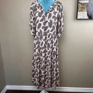 Maxi abito Carly Jean M svolazzante maniche corte a strati contadino cottage core beige - Foto 1 di 16