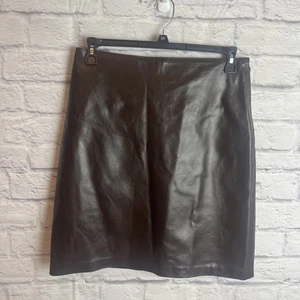 Finity Women’s Vintage 90s Chocolate Brown Classic 100% Leather Skirt Size 12 - Picture 1 of 7