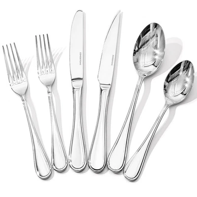 48 Piece Teardrop Silverware Set with Steak Knives, 18/10 Stainless Steel Fla... - Image 1 of 4