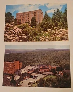Vista aérea de la mansión y las montañas de Pocono Mt Pocono PA lote de 2 postales de colección - Imagen 1 de 4