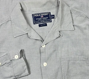 Vintage 90er Polo Sport Ralph Lauren Sportsman Herren grau Korbgeflecht Camp Loop Kragen - Bild 1 von 12