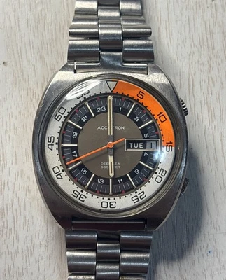 Винтажные мужские дайверские часы 1970 Bulova Accutron Deep Sea 666 футов с камертоном Devil - Изображение 1 из 4