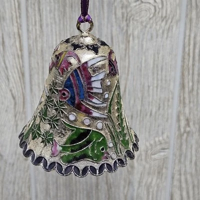 Vintage Cloisonné Enamel Bell Ornament Tropical Fish Ocean Theme Hanging Decor - Image 1 of 4