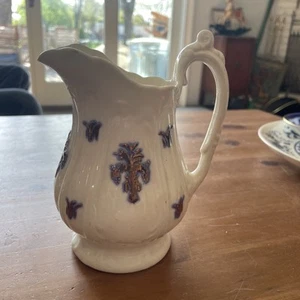 ANTIQUE Chelsea Blue Gilt GRAPES Embossed Milk /creamer Porcelain - Picture 1 of 6