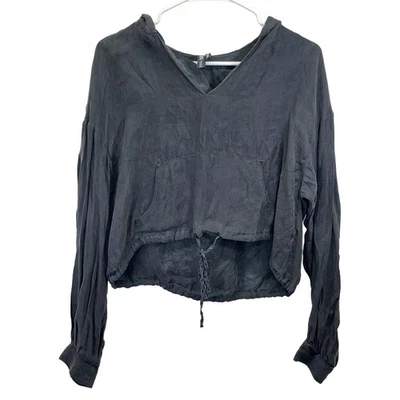 Толстовка с капюшоном Zara Fillens Woments черная на шнурке талия vneck с длинным рукавом средняя - Изображение 1 из 4