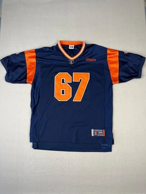 Винтажная мужская футбольная футболка Unv Of Illinois 2XL синяя Fighting Illini Majestic - Изображение 1 из 4