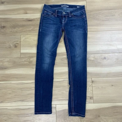 BKE Buckle 女式 Stella 低腰紧身牛仔裤 27 x 31.5 码破旧 — 第 1/4 张图片