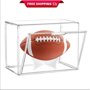 Football Display Case Full Size Acrylic Clear Box with Stand UV Protected Memo - Picture 1 of 6