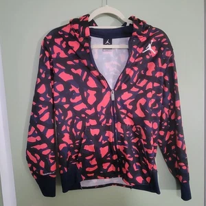 Nike Air Jordan LARGE Boys Zip-Up Hooded Therma Fit Red/Navy Camo Jumpman  - Picture 1 of 12