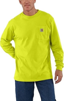 Carhartt Men's Loose Fit Heavyweight Long Sleeve Pocket T-Shirt,Brite Lime, 3XLT - Image 1 of 4