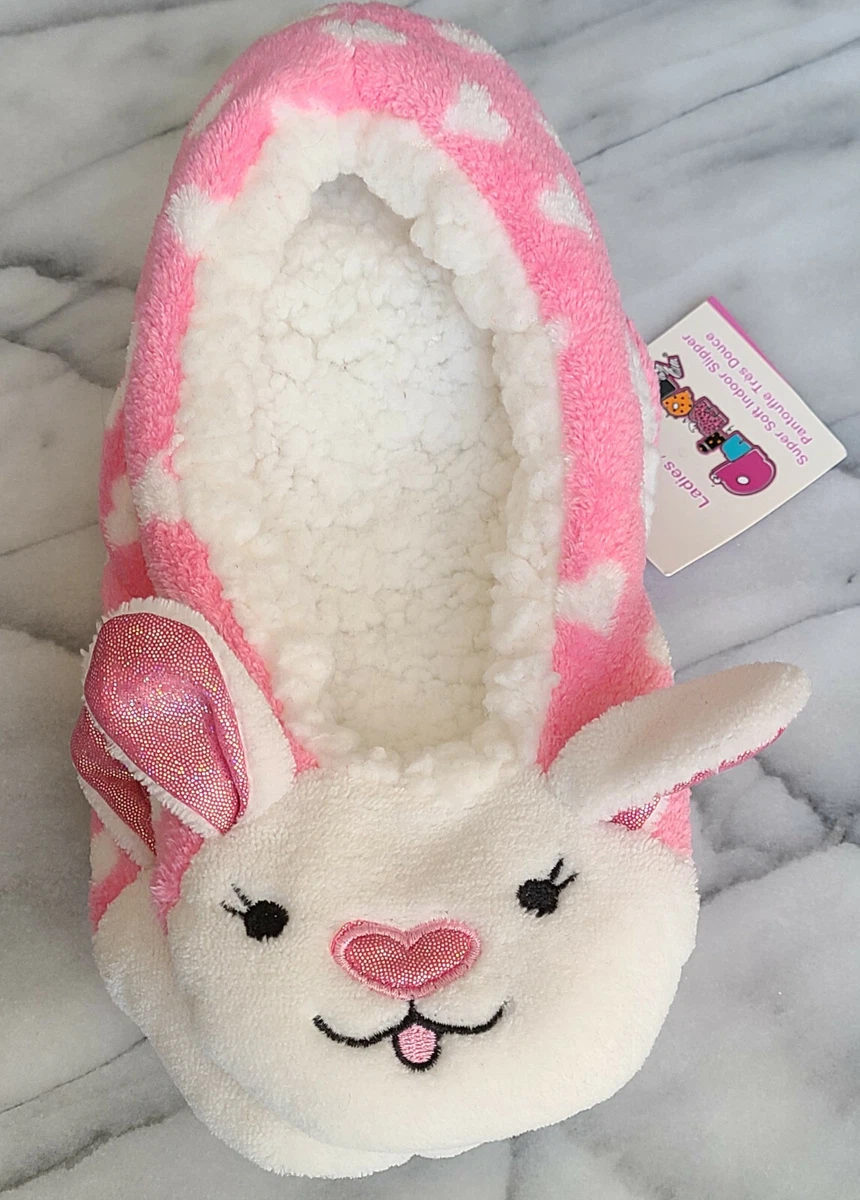Qubuwalk Retro White Bunny Slippers – Women's Size 8.5, Plush Memory Foam, Closed Toe