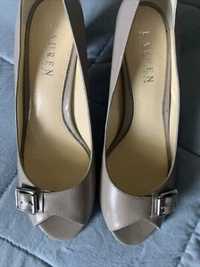 Lauren Ralph Lauren Shoes Women 6.5B Damaris SCTY GY kidskin Heels Pumps LRL - Picture 1 of 9