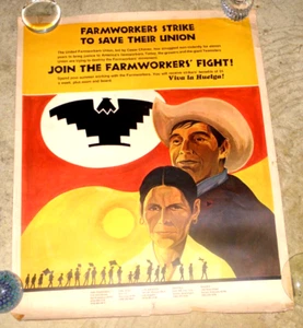 VINTAGE POSTER FARMWORKERS STRIKE TO SAVE THEIR UNION JOIN FIGHT CESAR CHAVEZ - Picture 1 of 8