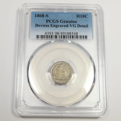 1868 S PCGS VG Detail - Silver Seated Half Dime H10C US Coin #49926A - Image 1 of 2