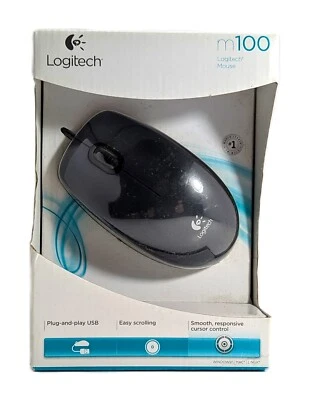 Logitech M100 Wired USB Optical Mouse 910-001601 Plug & Play Windows Mac Linux - Image 1 of 4
