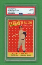1958 Topps #487 Mickey Mantle All Star *** PSA VG-EX 4 *** New York Yankees card