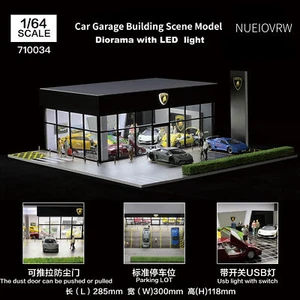 Diorama 1/64 modellino auto garage illuminazione led città parcheggio sfondo scena modello - Foto 1 di 30
