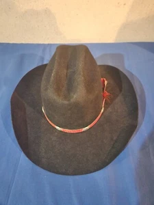 Eddy Bros. Sombrero Vaquero Western "Wyatt" Usado Negro Pistolero Talla 7 1/8 - Imagen 1 de 6