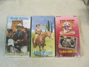 3 John Wayne VHS Tapes Blue Steel, Desert Trail & The Man from Utah NEW SEALED - Foto 1 di 2