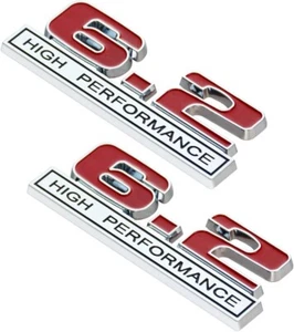 Logo insignia emblema motor 6,2 litros alto rendimiento en cromo y rojo - 2 piezas - Imagen 1 de 5